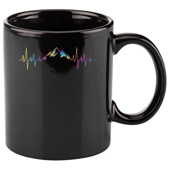 Hiking Mountains Heartbeat Hiker Adventures Tie Dye 11oz C Handle Ceramic Mug
