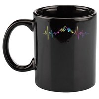 Hiking Mountains Heartbeat Hiker Adventures Tie Dye 11oz C Handle Ceramic Mug