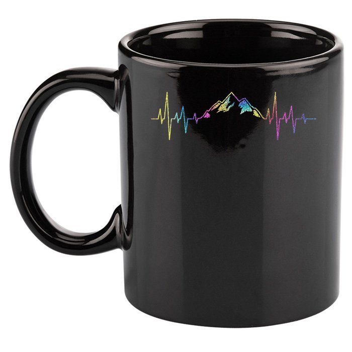Hiking Mountains Heartbeat Hiker Adventures Tie Dye 11oz C Handle Ceramic Mug