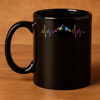 Hiking Mountains Heartbeat Hiker Adventures Tie Dye 11oz C Handle Ceramic Mug