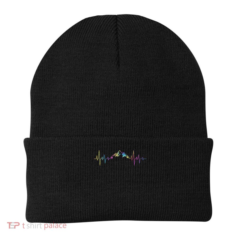 Hiking Mountains Heartbeat Hiker Adventures Tie Dye Beanie