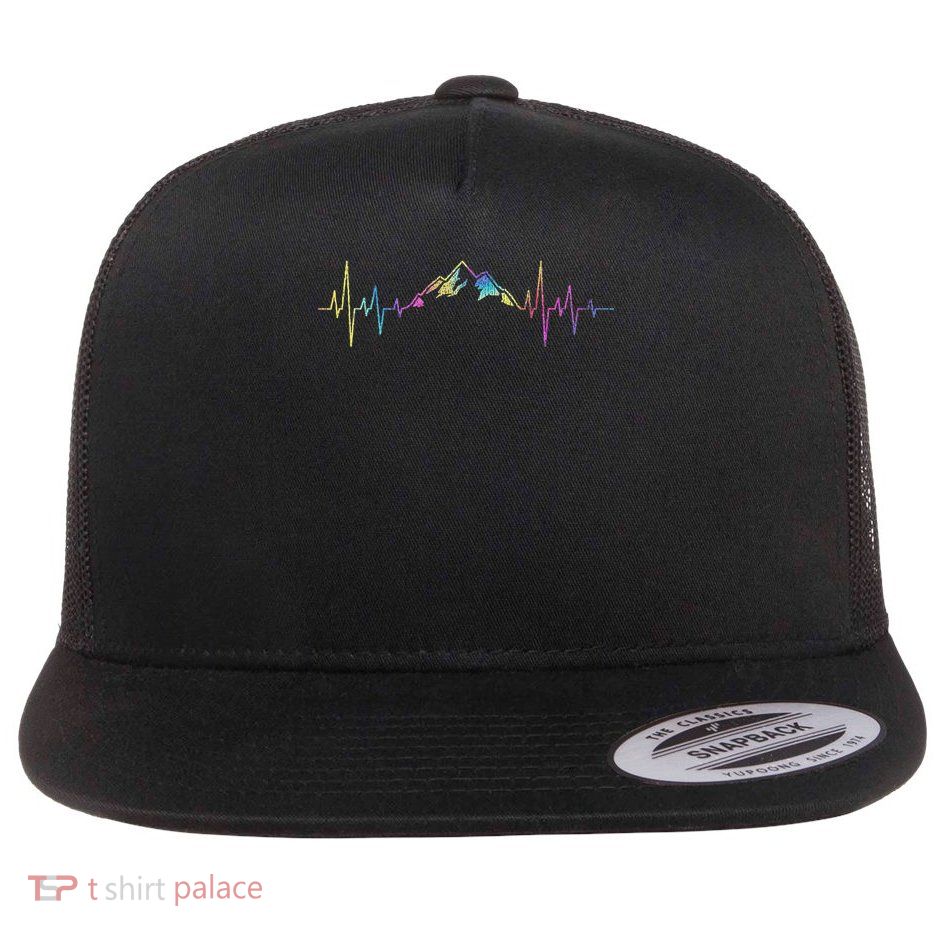Hiking Mountains Heartbeat Hiker Adventures Tie Dye Flatbill Hat