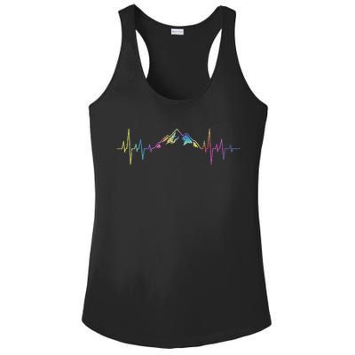 Hiking Mountains Heartbeat Hiker Adventures Tie Dye Ladies PosiCharge Competitor Racerback Tank