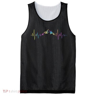 Hiking Mountains Heartbeat Hiker Adventures Tie Dye Mesh Reversible Basketball Jersey Tank