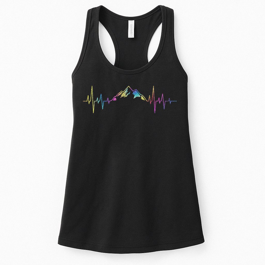 Hiking Mountains Heartbeat Hiker Adventures Tie Dye Womens Tank Top