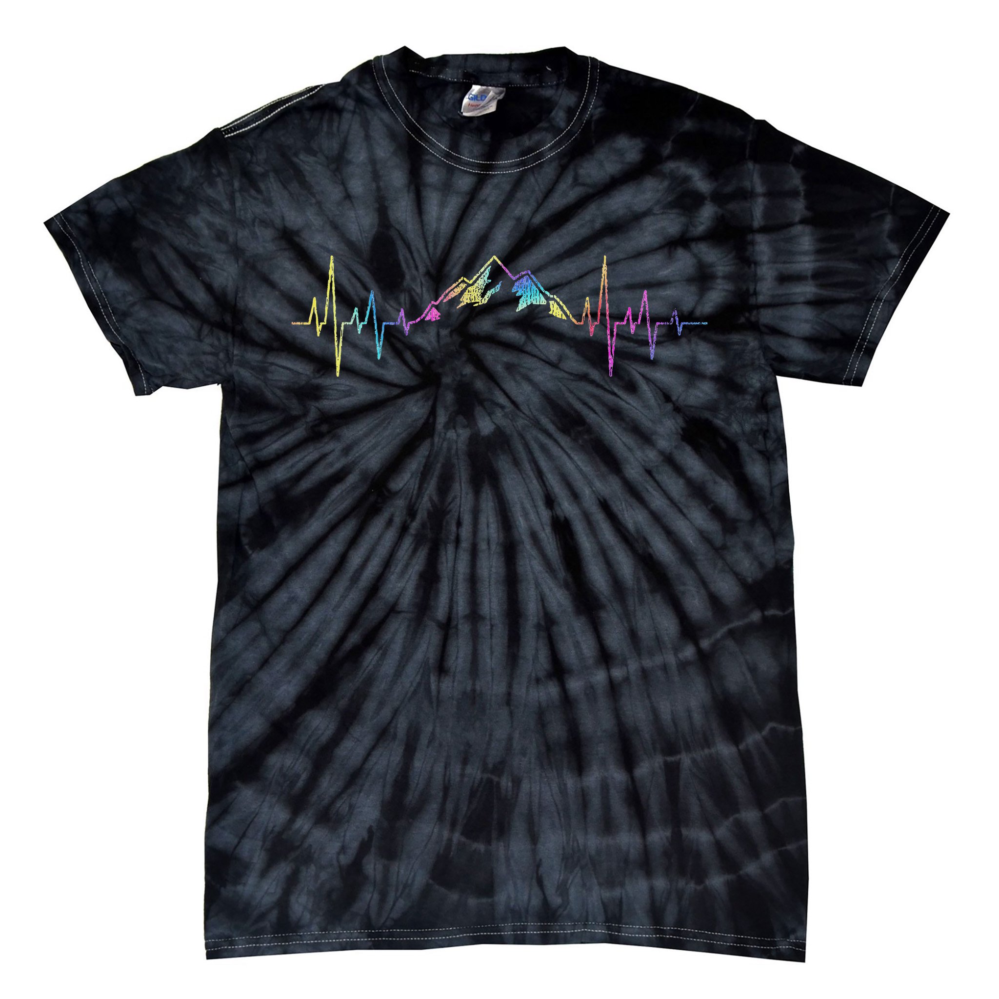 Hiking Mountains Heartbeat Hiker Adventures Tie Dye Tie-Dye T-Shirt