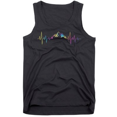 Hiking Mountains Heartbeat Hiker Adventures Tie Dye Tank Top