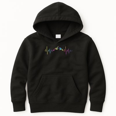Hiking Mountains Heartbeat Hiker Adventures Tie Dye Kids Hoodie