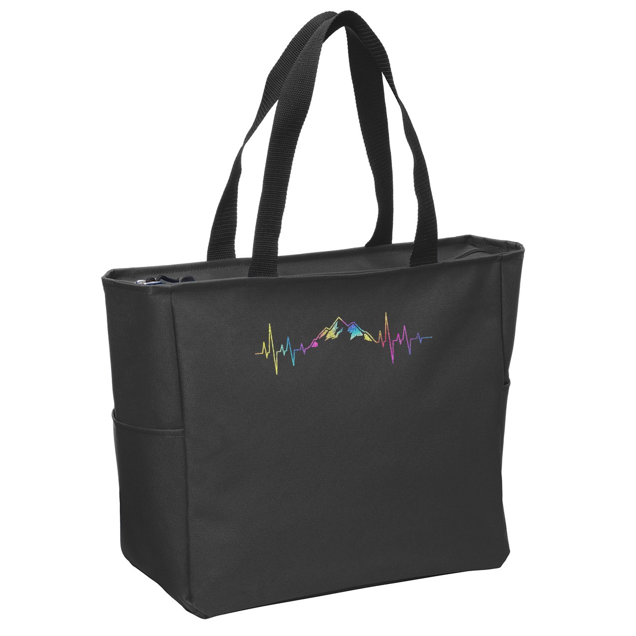 Hiking Mountains Heartbeat Hiker Adventures Tie Dye Zip Tote Bag