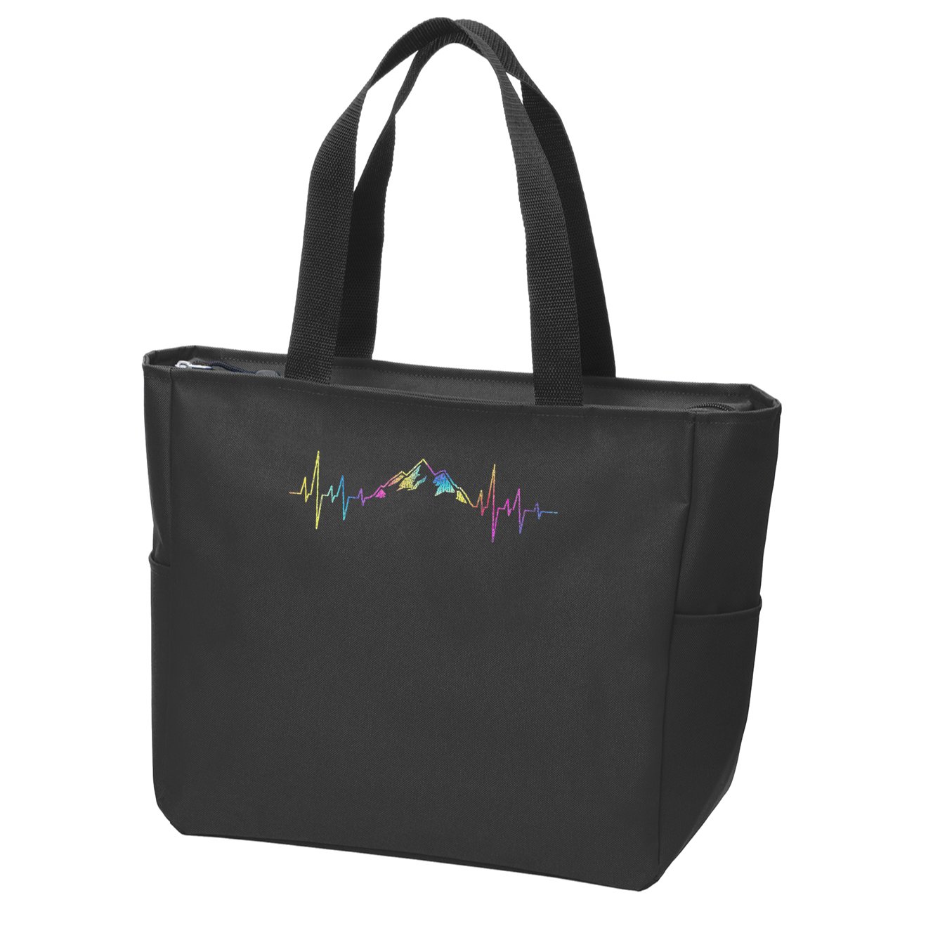 Hiking Mountains Heartbeat Hiker Adventures Tie Dye Zip Tote Bag