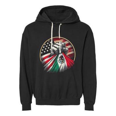 Half Mexican Half American Usa Flag Mexico America Garment-Dyed Fleece Hoodie