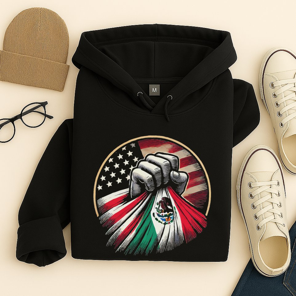 Half Mexican Half American Usa Flag Mexico America Hoodie