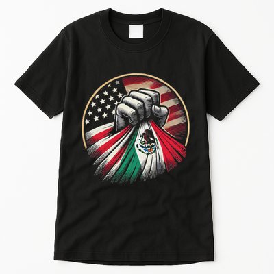 Half Mexican Half American Usa Flag Mexico America Tall T-Shirt