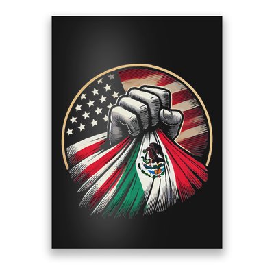Half Mexican Half American Usa Flag Mexico America Poster
