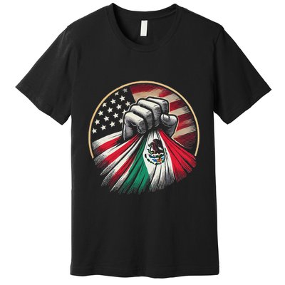 Half Mexican Half American Usa Flag Mexico America Premium T-Shirt