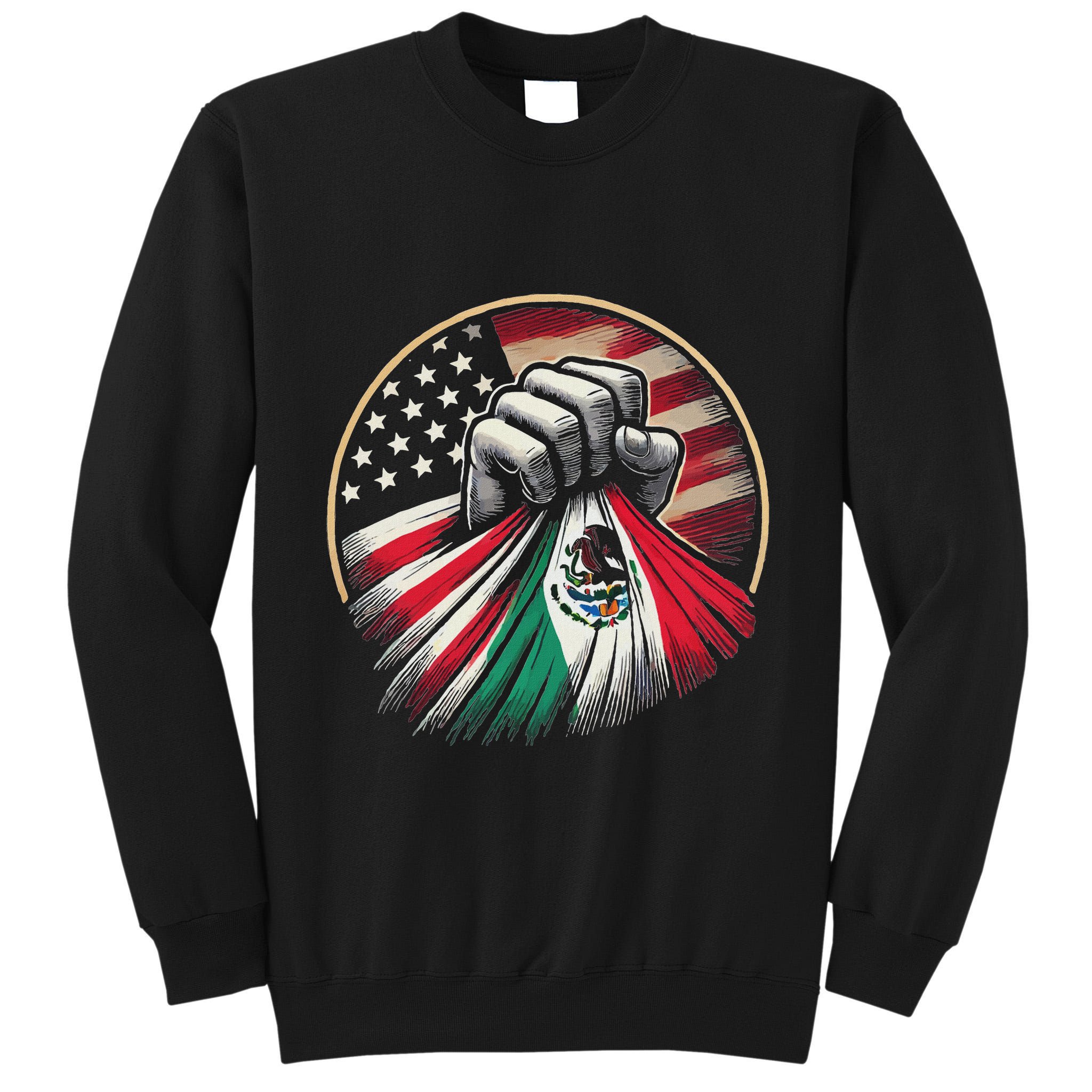 Half Mexican Half American Usa Flag Mexico America Tall Sweatshirt
