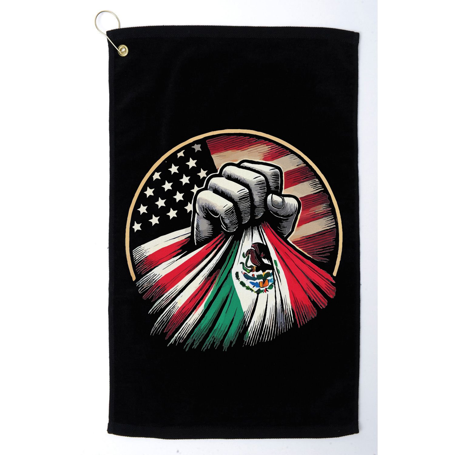 Half Mexican Half American Usa Flag Mexico America Golf Towel