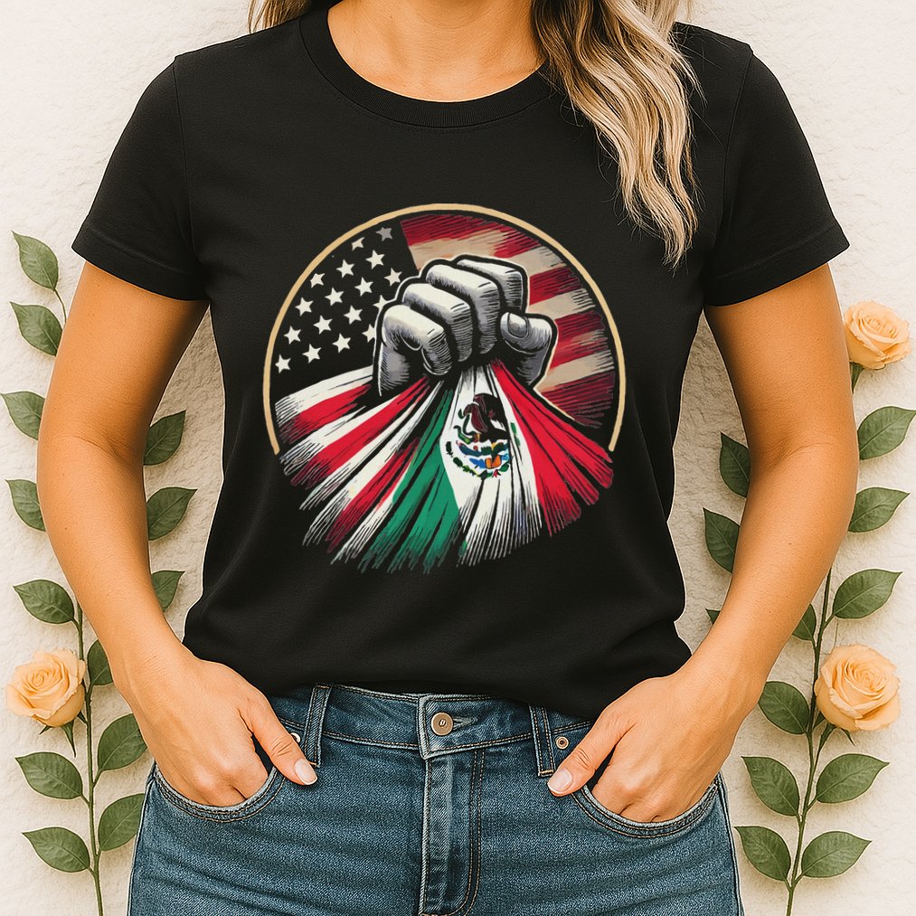 Half Mexican Half American Usa Flag Mexico America Womens T-Shirt