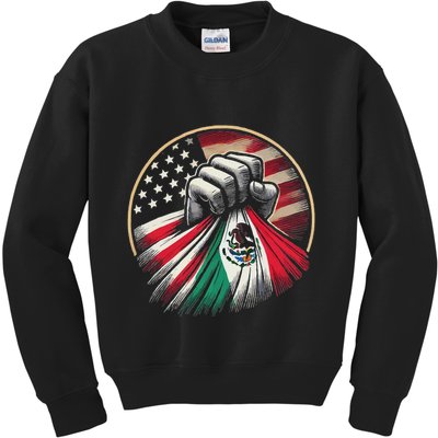 Half Mexican Half American Usa Flag Mexico America Kids Sweatshirt