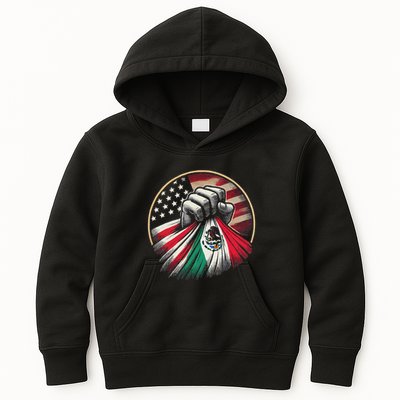 Half Mexican Half American Usa Flag Mexico America Kids Hoodie