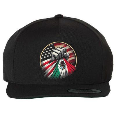 Half Mexican Half American Usa Flag Mexico America Wool Snapback Cap
