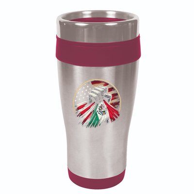 Half Mexican Half American Usa Flag Mexico America 16oz Travel Tumbler