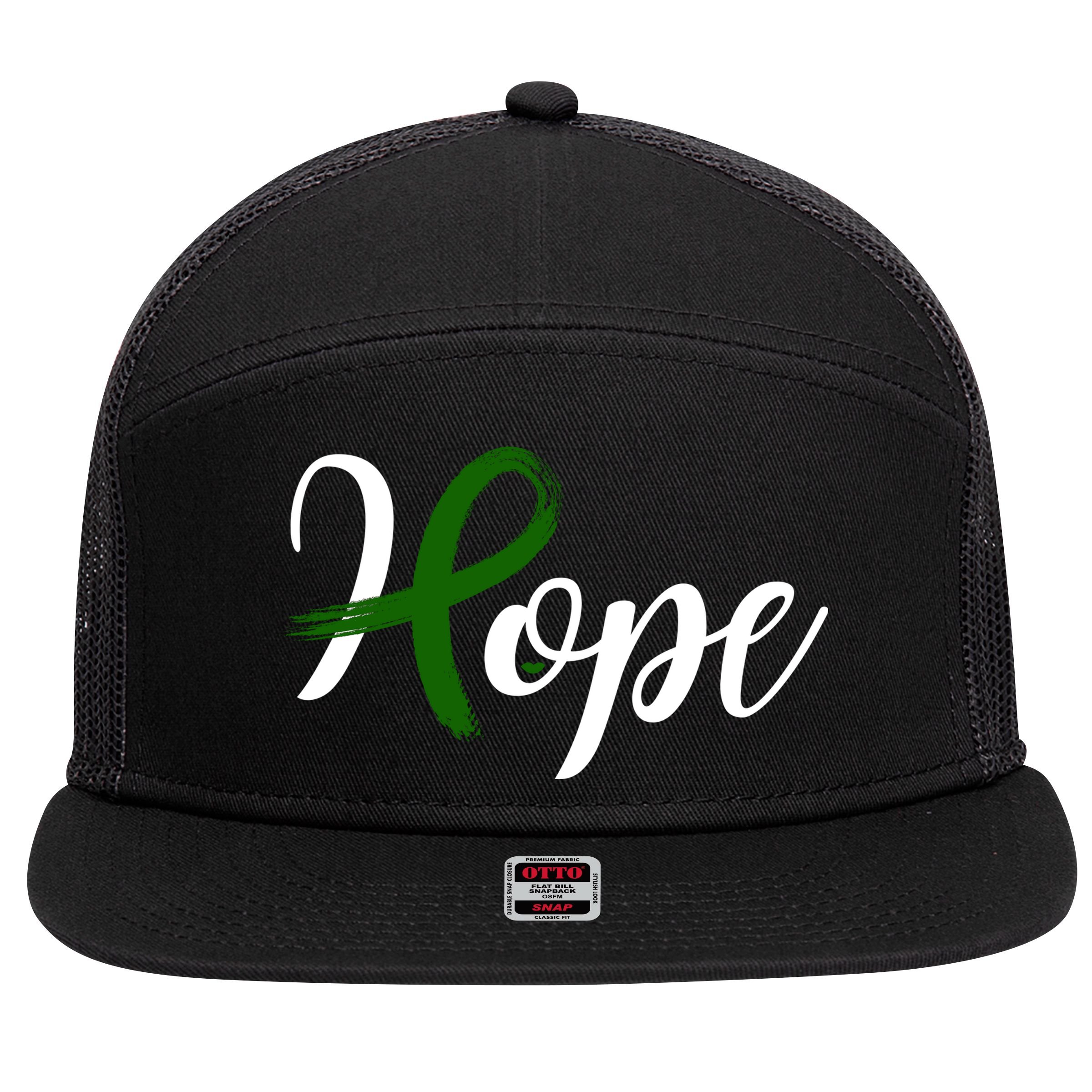 Hope Mental Health Awareness Ribbon 7 Panel Mesh Trucker Snapback Hat