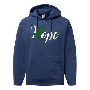 Hope Mental Health Awareness Ribbon Performance Fleece Hoodie