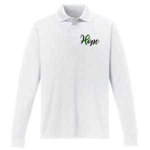 Hope Mental Health Awareness Ribbon Performance Long Sleeve Polo