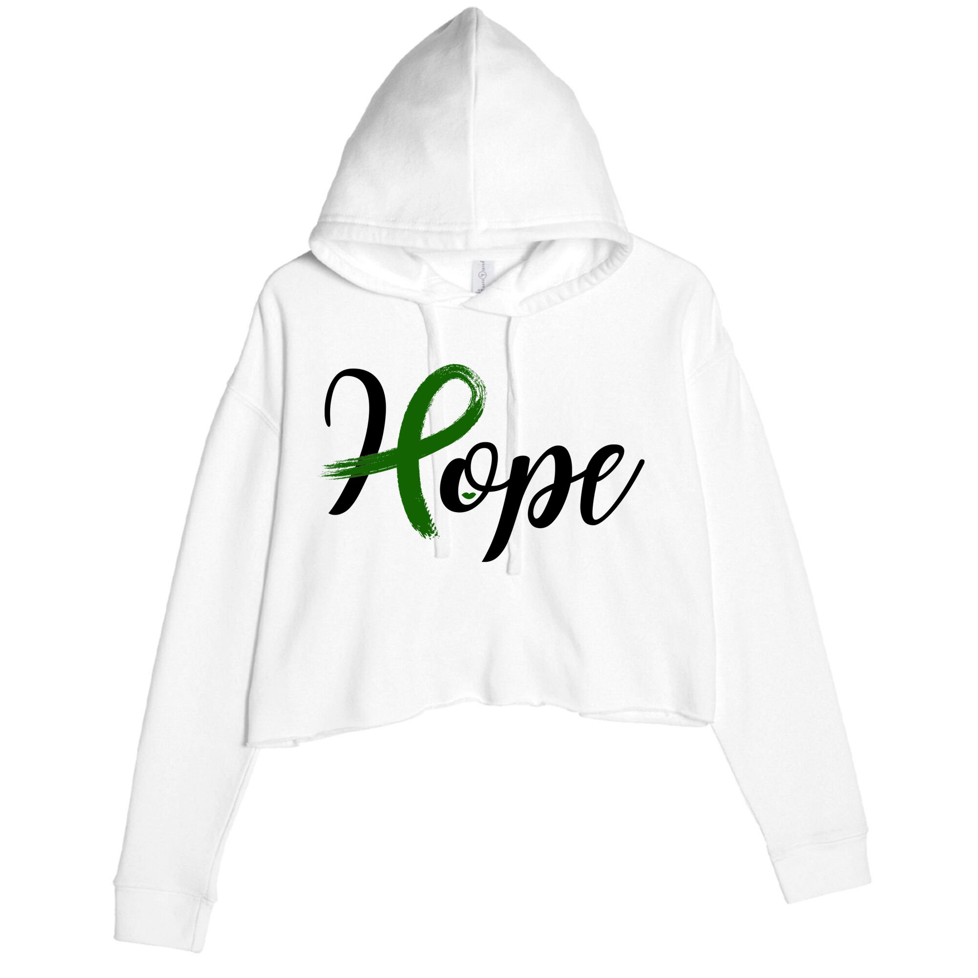 Hope Mental Health Awareness Ribbon Crop Fleece Hoodie
