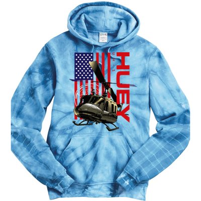 Huey Military Helicopter Airplane American Flag Tie Dye Hoodie