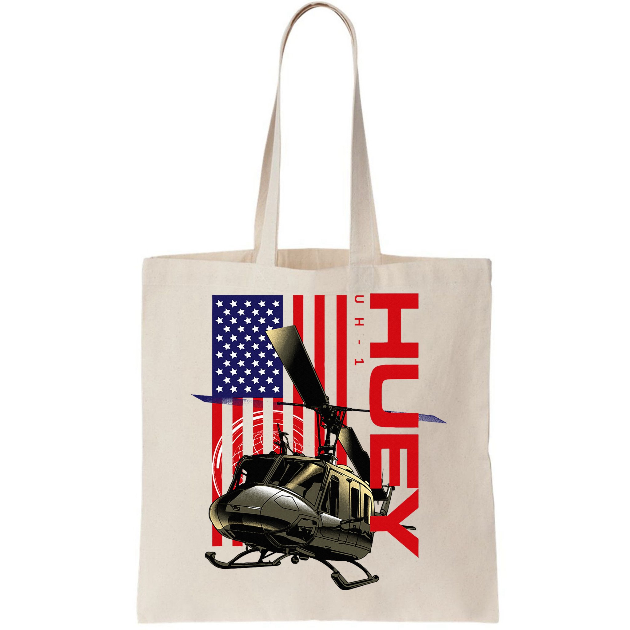 Huey Military Helicopter Airplane American Flag Bag