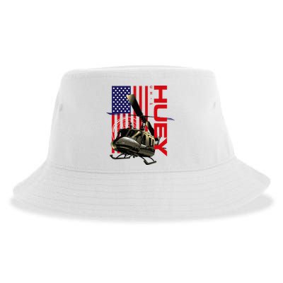 Huey Military Helicopter Airplane American Flag Sustainable Bucket Hat