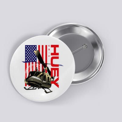 Huey Military Helicopter Airplane American Flag Button