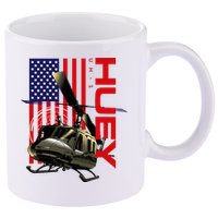Huey Military Helicopter Airplane American Flag 11oz C Handle Ceramic Mug