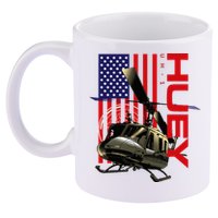 Huey Military Helicopter Airplane American Flag 11oz C Handle Ceramic Mug