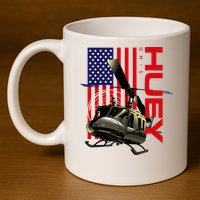 Huey Military Helicopter Airplane American Flag 11oz C Handle Ceramic Mug