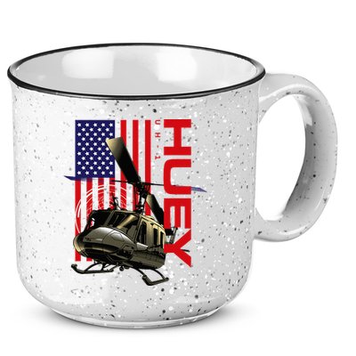 Huey Military Helicopter Airplane American Flag 15oz Campfire Ceramic Mug
