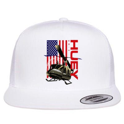 Huey Military Helicopter Airplane American Flag Flatbill Hat
