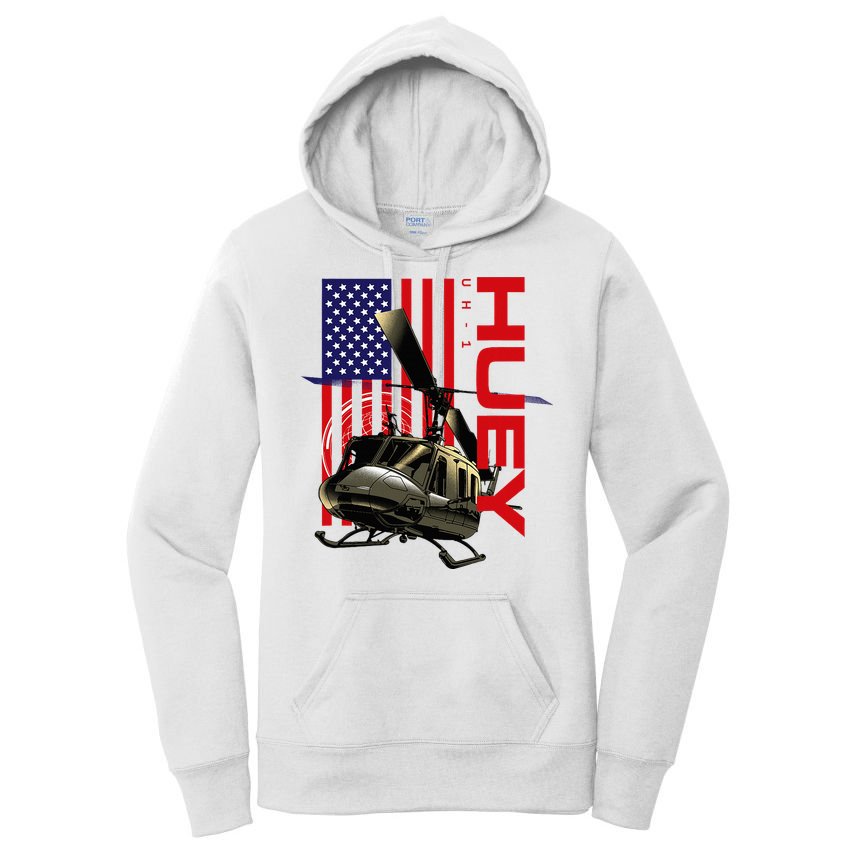 Huey Military Helicopter Airplane American Flag Women's Pullover Hoodie