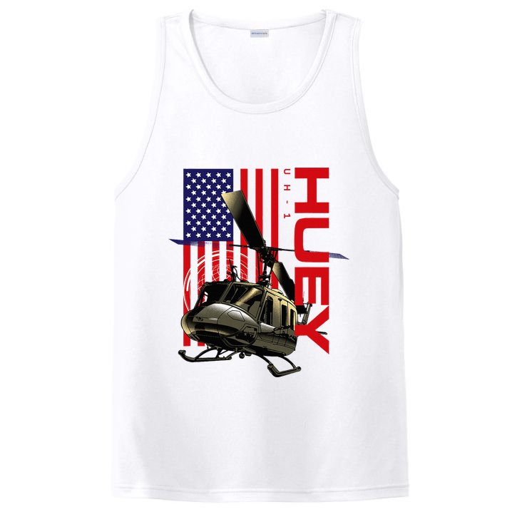 Huey Military Helicopter Airplane American Flag PosiCharge Competitor Tank