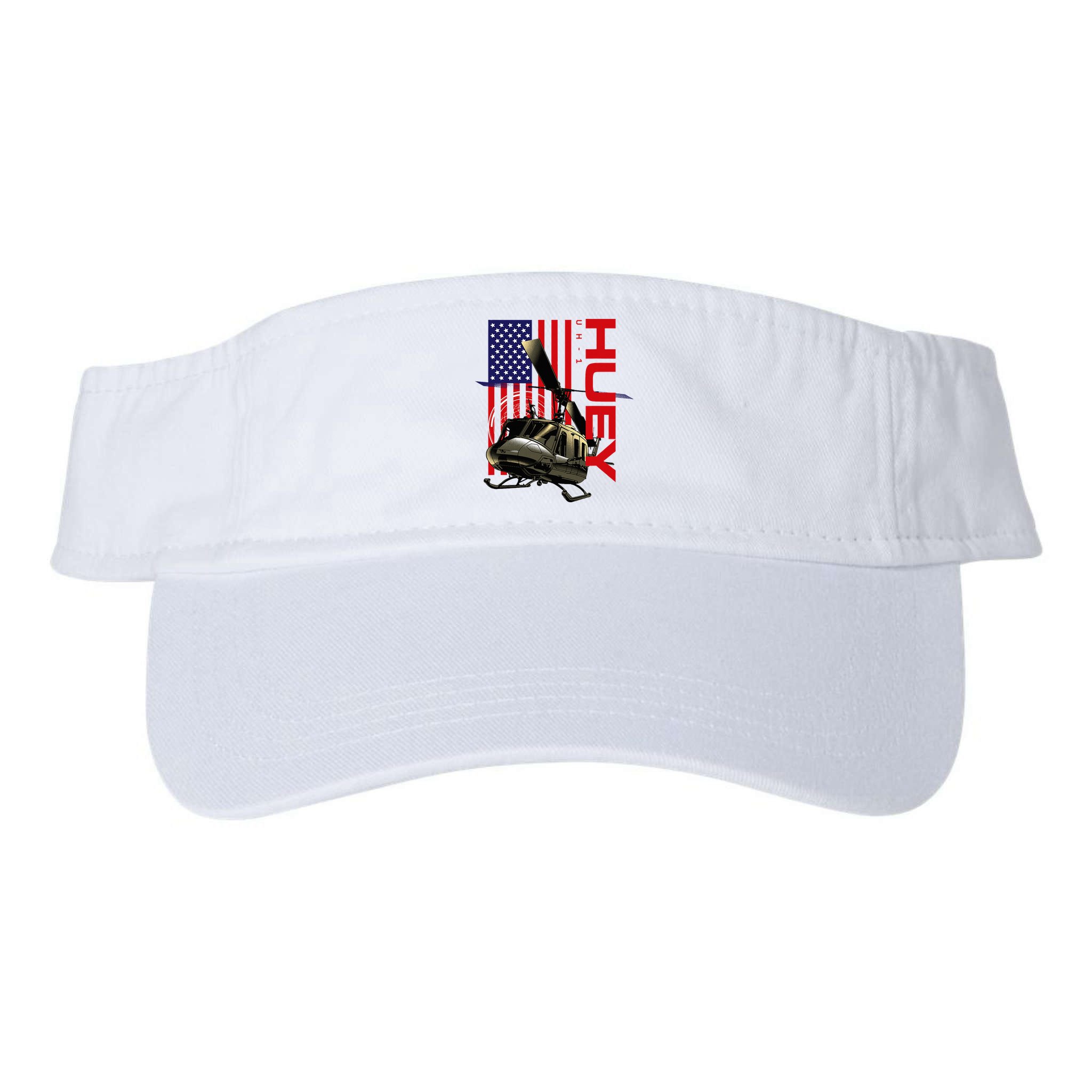 Huey Military Helicopter Airplane American Flag Visor