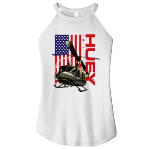 Huey Military Helicopter Airplane American Flag Women's Perfect Tri Rocker Tank