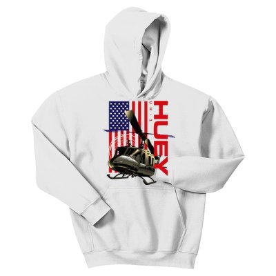 Huey Military Helicopter Airplane American Flag Kids Hoodie