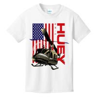 Huey Military Helicopter Airplane American Flag Kids T-Shirt