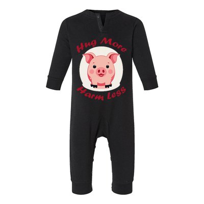 Hug More Harm Less Cute Pig Infant Fleece One Piece