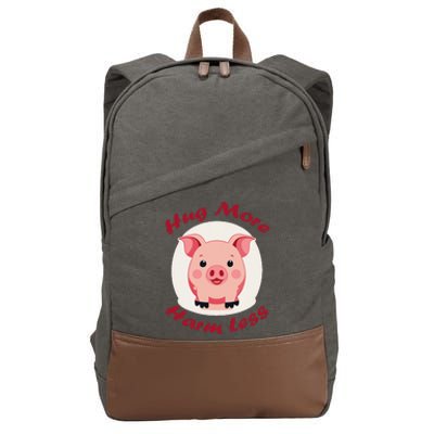 Hug More Harm Less Cute Pig Cotton Canvas Backpack