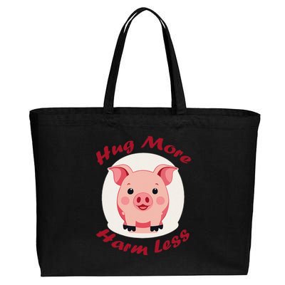 Hug More Harm Less Cute Pig Cotton Canvas Jumbo Tote