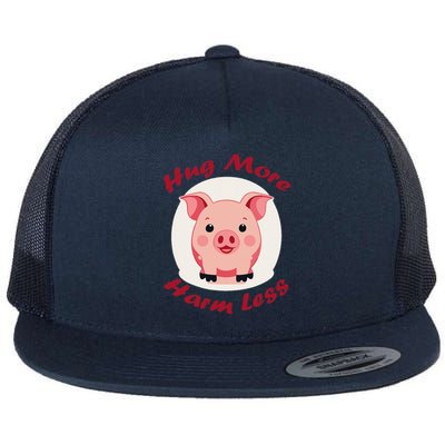 Hug More Harm Less Cute Pig Flat Bill Trucker Hat