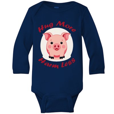 Hug More Harm Less Cute Pig Baby Long Sleeve Bodysuit